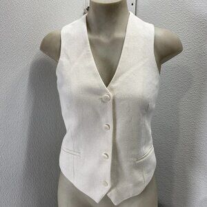 Reiss Women’s Devon Linen Twill Tailored Vest Size 2 White — Fully Lined